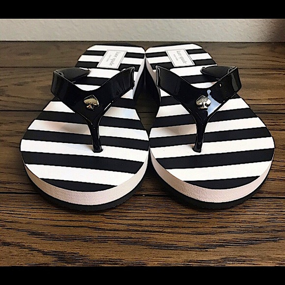 🆕🔥KATE SPADE(MILLI STLYLE)SUPER CUTE&STYLISH BLACK&WHITE♠️IN SILVERTHONG 🩴 - Picture 11 of 15